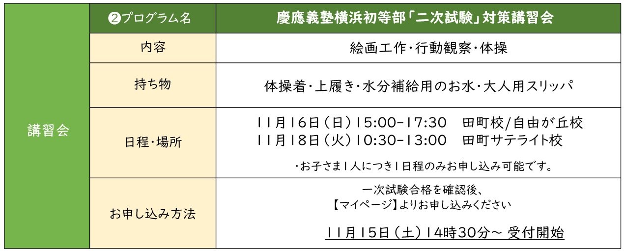 年長】二次試験対策プログラム（面接演習/特別講習会） | 小学校受験
